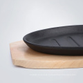 Hot Sale Pre-Seasoned Cast Iron Sizzler Plate with Wooden Base